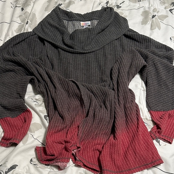 LuLaRoe Sweaters - LuLaRoe Women's Cowl Neck Sweater - Black and Red Ombre